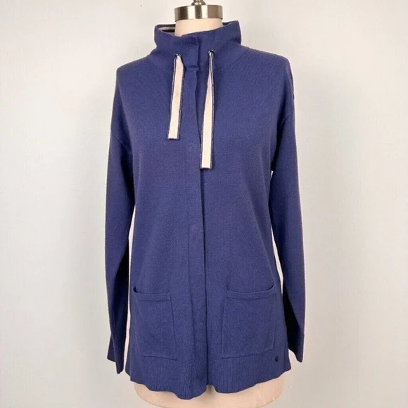 Olsen Women’s Snap Button Mock Neck Sweater Size 4 XS Blue Soft New - Picture 2 of 14